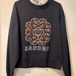 Sandro Black Graphic Sweatshirt